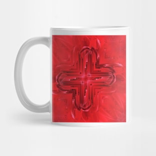 symmetric red dahlia floral fantasy Mug